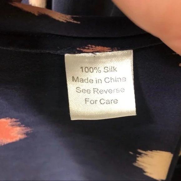 Parker Silk Dress Navy Dot Print Size Small Bell Sleeve - Picture 9 of 10